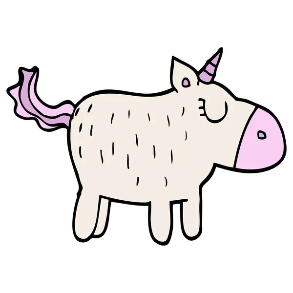 Dibujos Animados Garabato Lindo Unicornio — Vector de stock