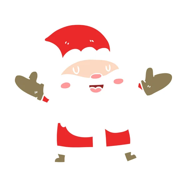 Plochý Barevný Styl Kreslené Santa Claus — Stockový vektor