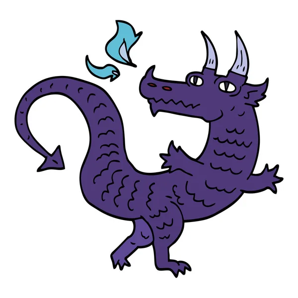 Dibujos Animados Garabato Dragón Mágico — Vector de stock