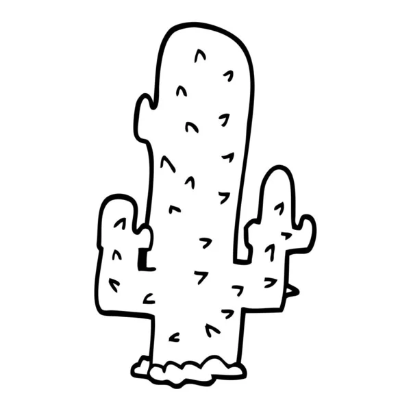 Línea Dibujo Dibujos Animados Cactus — Vector de stock