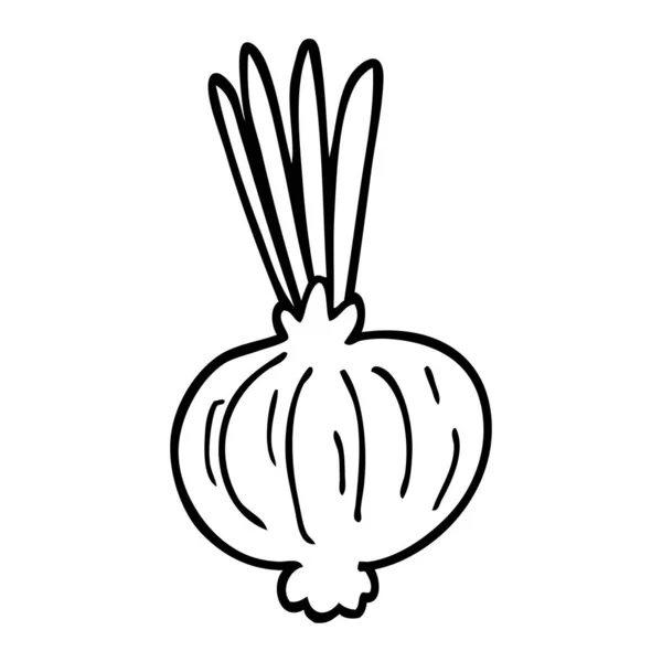 Línea Dibujo Dibujos Animados Cebolla — Archivo Imágenes Vectoriales