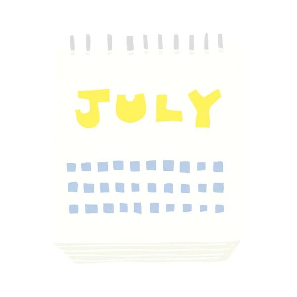 Illustrazione Colori Piatta Del Calendario Che Mostra Mese Luglio — Vettoriale Stock