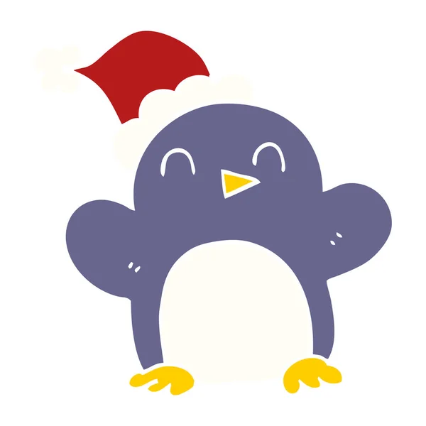 Desenho Animado Doodle Pinguim Natal — Vetor de Stock