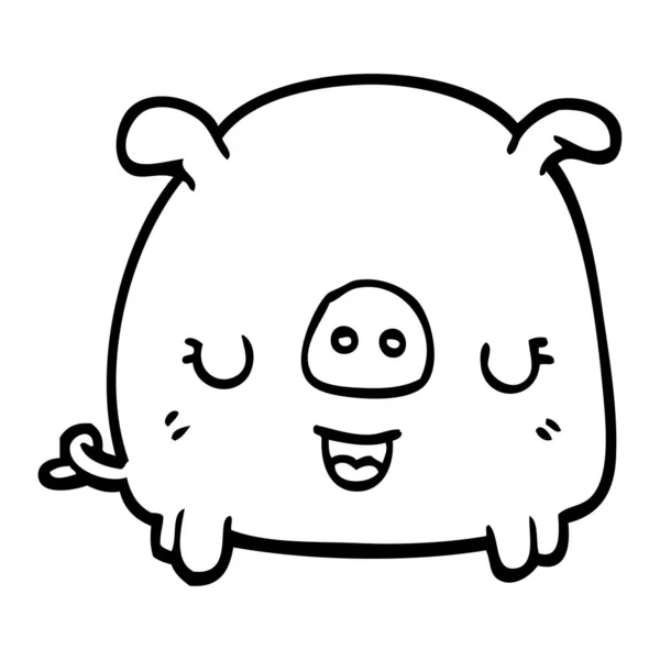 Black White Cartoon Pig — Stock Vector