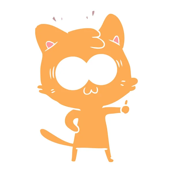 平板颜色风格动画片惊讶猫 — 图库矢量图片