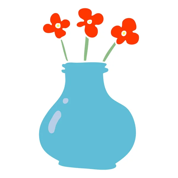 Vaso Doodle Desenhos Animados Com Flores — Vetor de Stock