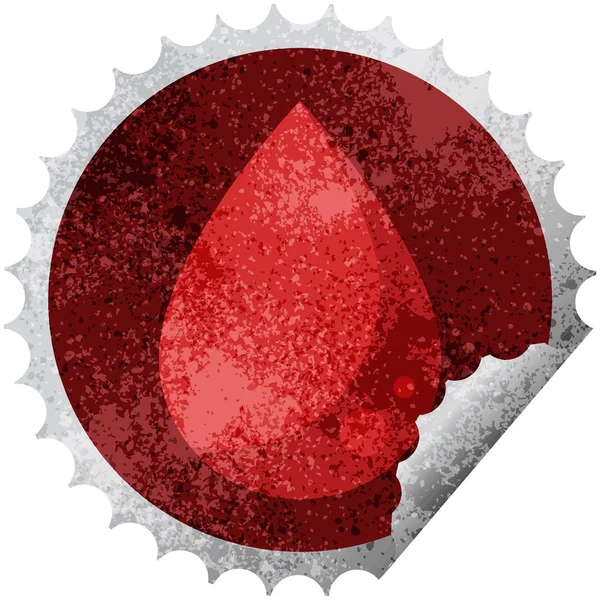 Sangue Gota Gráfico Vetor Ilustração Redondo Adesivo Carimbo — Vetor de Stock