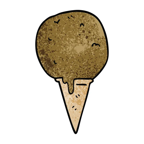 Cartone Animato Cono Gelato Doodle — Vettoriale Stock