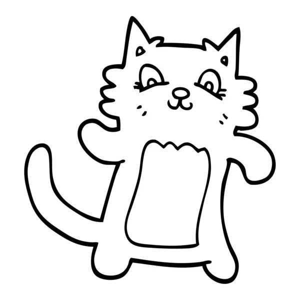 Linha Desenho Desenho Desenho Animado Dança Gato — Vetor de Stock