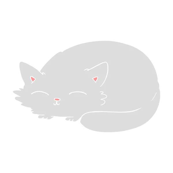 Flat Color Style Cartoon Cat Sleeping — Stock Vector