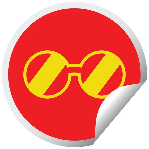 Gafas Gráfico Vector Ilustración Circular Pelado Etiqueta Engomada — Vector de stock