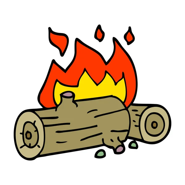 Cartoon Doodle Brandende Logs — Stockvector