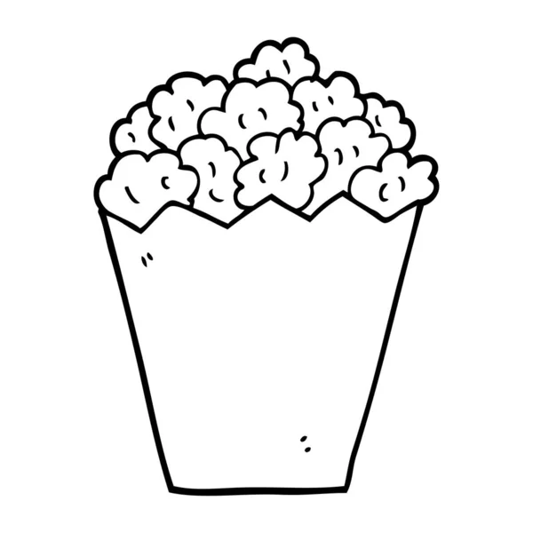 Linea Disegno Cartone Animato Cinema Popcorn — Vettoriale Stock