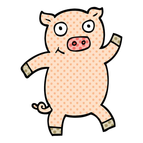 Bande Dessinée Style Dessin Animé Danse Cochon — Image vectorielle