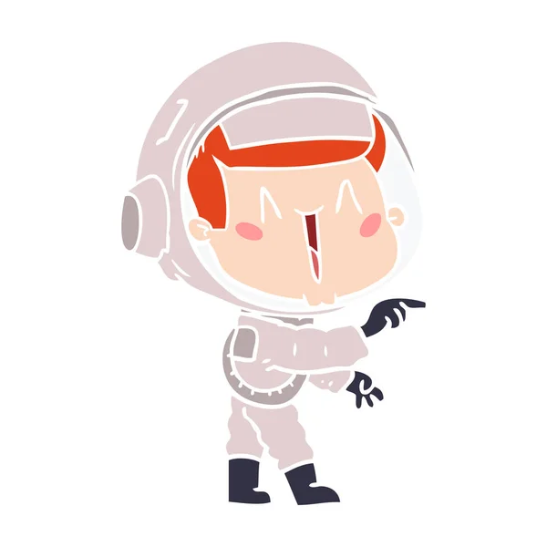 Gelukkig Egale Kleur Stijl Cartoon Astronaut Wijzen — Stockvector