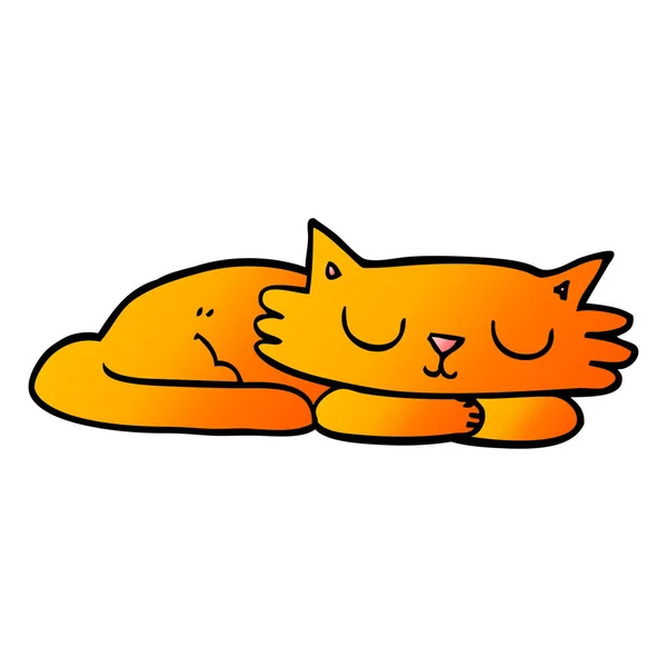 Fumetto Doodle Gatto Addormentato — Vettoriale Stock