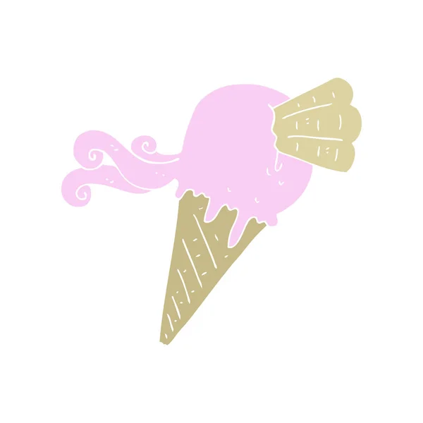 Flat Color Illustration Ice Cream Cone — Stock Vector