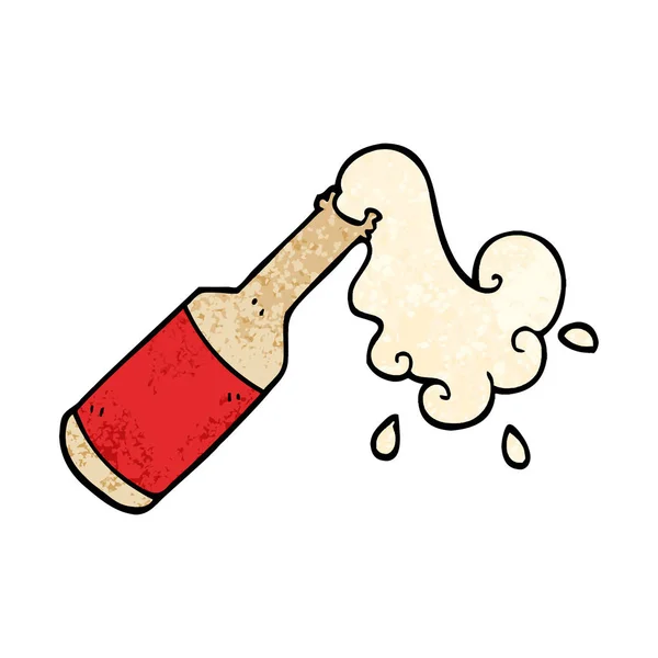 Grunge Textured Illustration Cartoon Foaming Bottle — Stock Vector