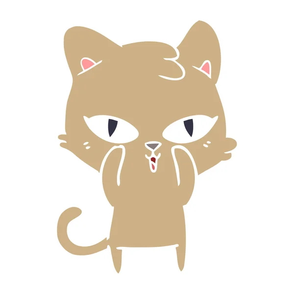 Plochý Barevný Styl Kreslená Kočka — Stockový vektor