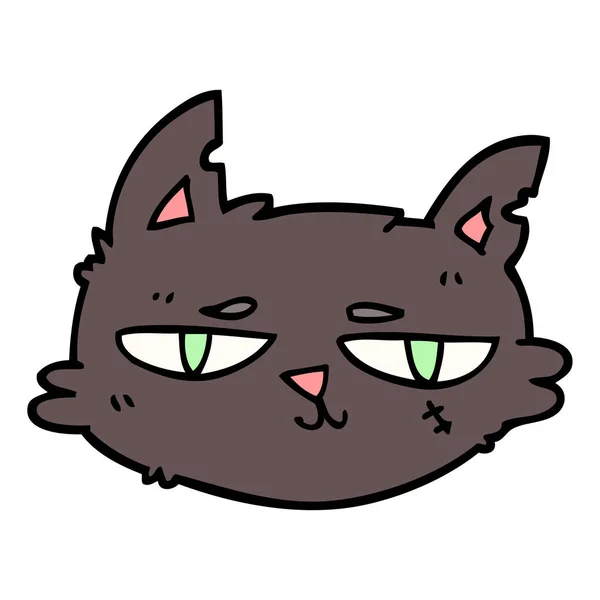 手描き落書きスタイル漫画タフな猫顔 — ストックベクタ