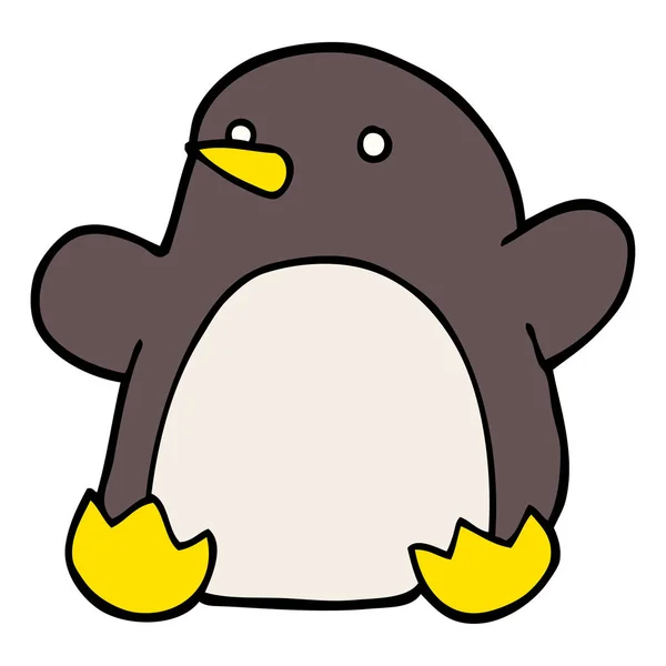 Dibujos Animados Doodle Bailando Pingüino — Vector de stock
