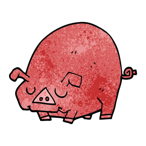 Dessin Animé Doodle Gros Porc — Image vectorielle