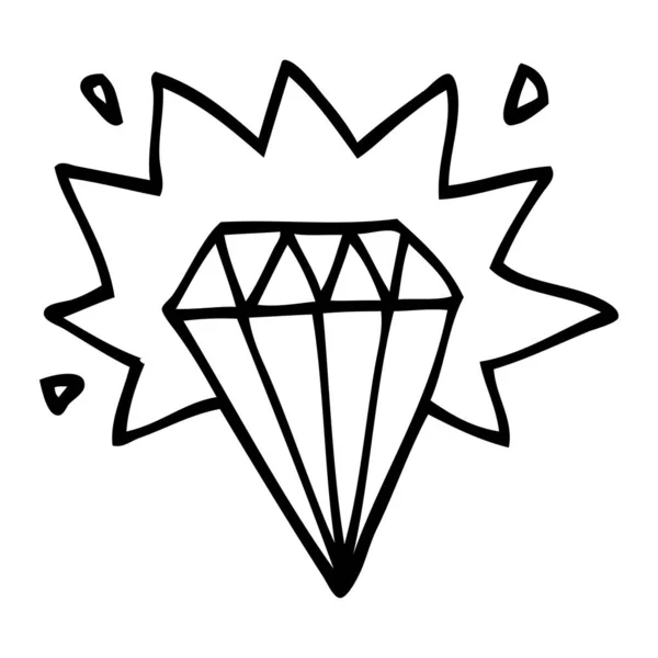 Dessin Ligne Dessin Animé Tatouage Diamant — Image vectorielle