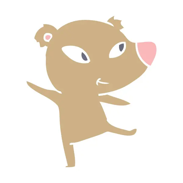 逗人喜爱的扁平颜色风格动画片熊跳舞 — 图库矢量图片