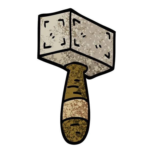 Grunge Texturierte Illustration Cartoon Hammer — Stockvektor