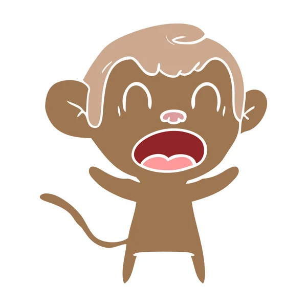 Gritando Estilo Cor Plana Dos Desenhos Animados Macaco — Vetor de Stock