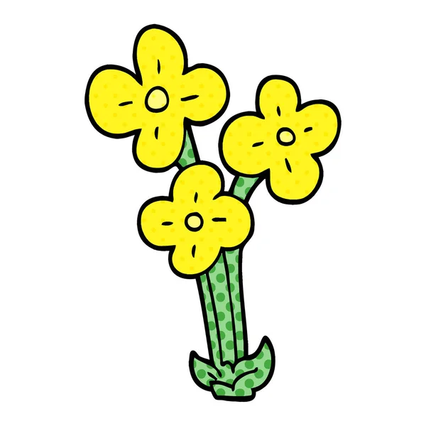 Cartoon Doodle Bunch Flowers — Stock Vector