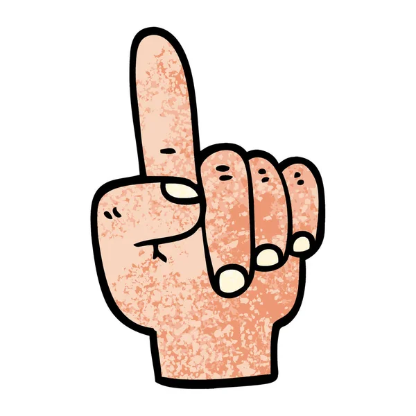 Grunge Texturizado Ilustração Cartoon Apontando Mão — Vetor de Stock