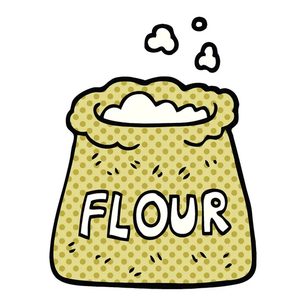 Comic Book Style Cartoon Bag Flour — Stock Vector
