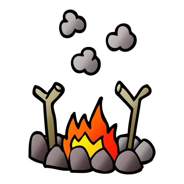 Dibujos Animados Doodle Campamento Fuego — Vector de stock