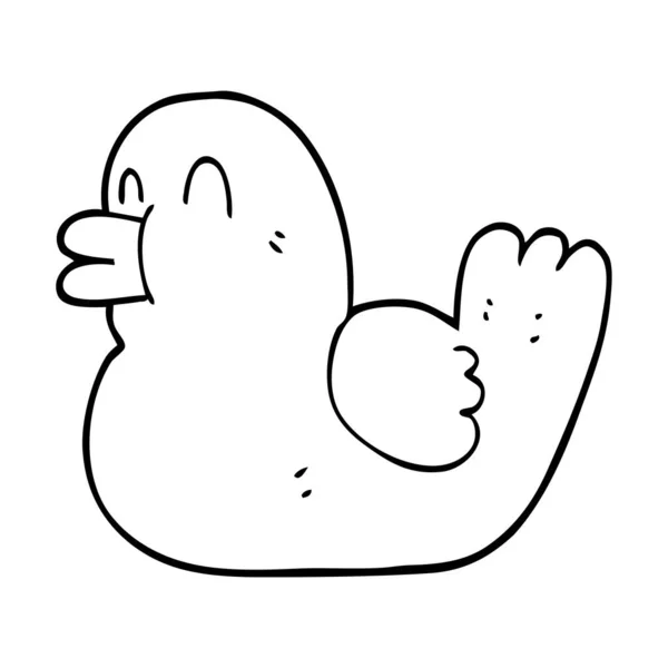 Línea Dibujo Dibujos Animados Pato Goma — Vector de stock