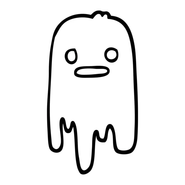 Negro Blanco Dibujos Animados Fantasma Espeluznante — Vector de stock