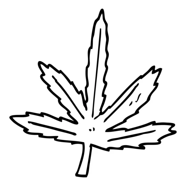 Linha Desenho Cartoon Folha Maconha —  Vetores de Stock