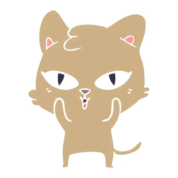 Plat Couleur Style Dessin Animé Chat — Image vectorielle