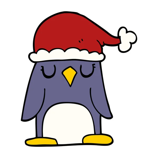 Πιγκουίνος Χριστουγεννιάτικο Της Doodle Κινούμενα Σχέδια — Διανυσματικό Αρχείο