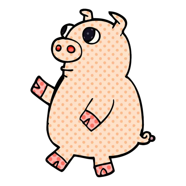 Caricatura Garabato Divertido Cerdo — Vector de stock