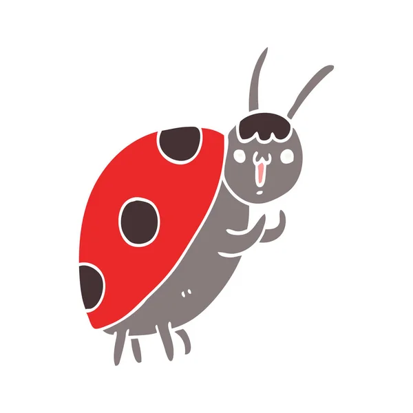 Cute Flat Color Style Cartoon Ladybug — Stock Vector
