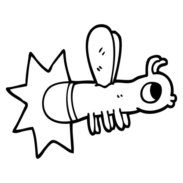 Linienzeichnung Cartoon Glühwürmchen — Stockvektor