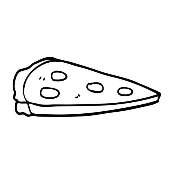 Línea Dibujo Dibujos Animados Pizza — Vector de stock