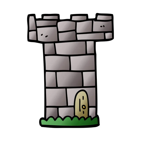 Torre Del Castello Del Fumetto Doodle — Vettoriale Stock