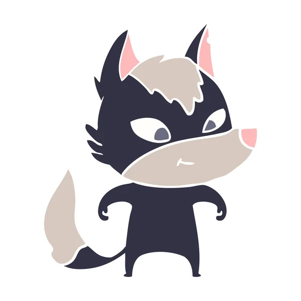 Freundliche Flache Farbe Stil Cartoon Wolf — Stockvektor
