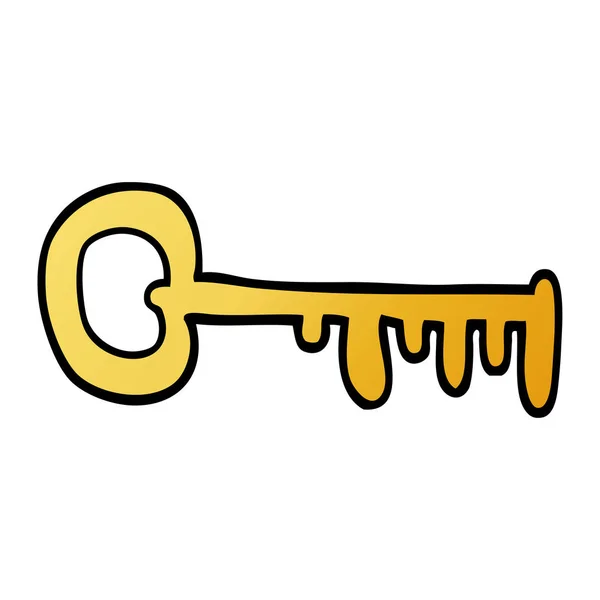 Kreslený Doodle Zlatý Klíč — Stockový vektor