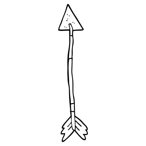 Linea Disegno Cartone Animato Vecchia Freccia — Vettoriale Stock