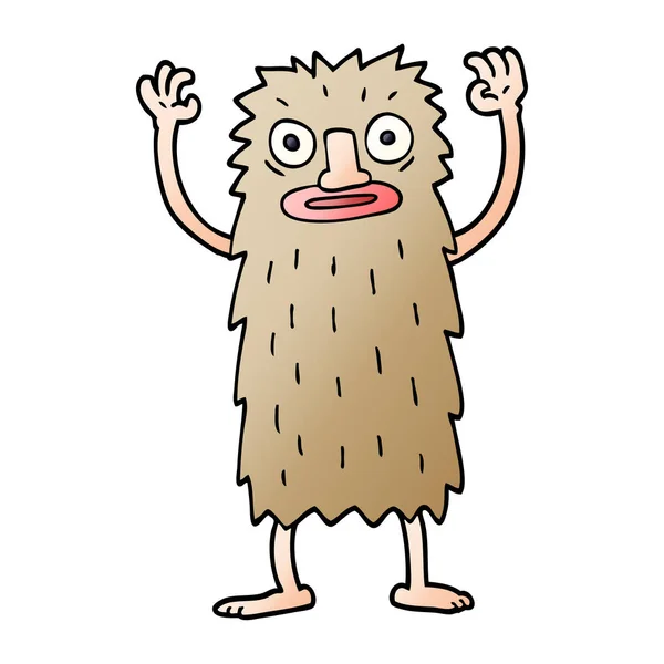 Cartone Animato Doodle Bigfoot Creatura — Vettoriale Stock