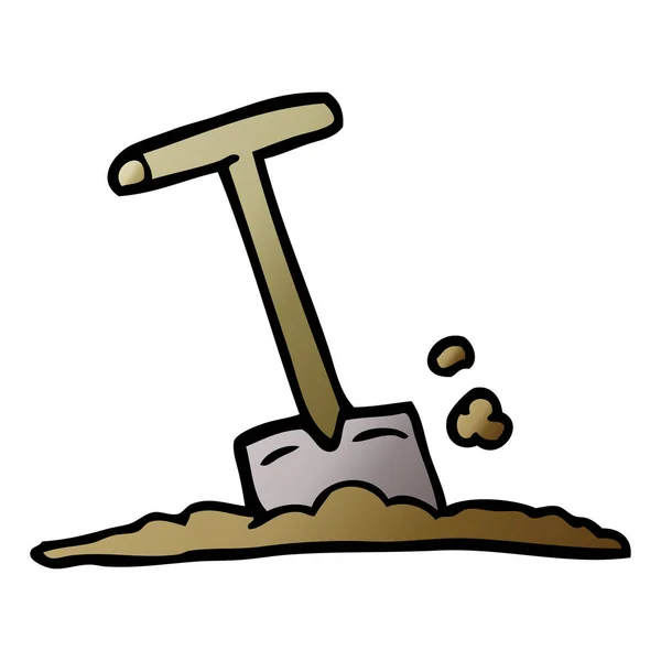 Cartoon Doodle Shovel Dirt — Stock Vector