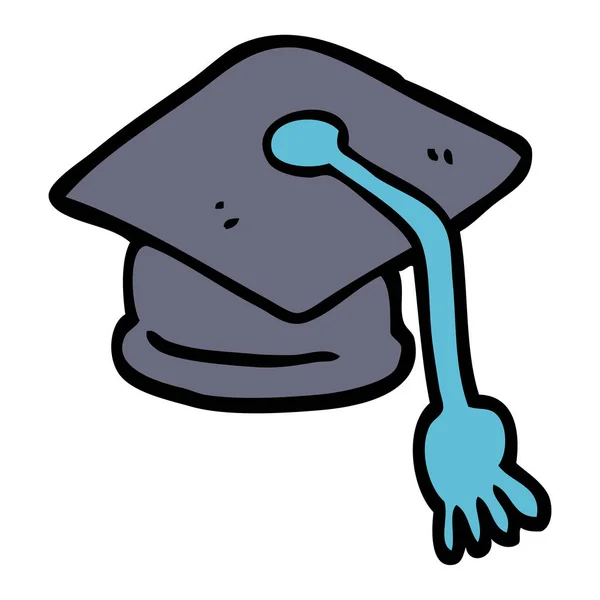 Χέρι Συρμένο Doodle Στυλ Καρτούν Καπέλο Αποφοίτησης — Διανυσματικό Αρχείο